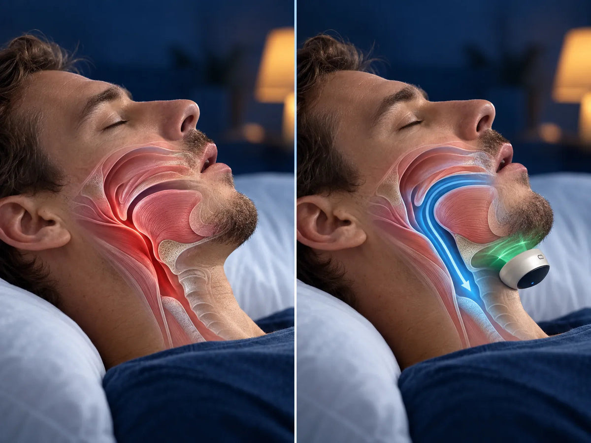 Coupe de la gorge : les muscles relâchés ferment les voies respiratoires, les muscles entraînés les gardent ouvertes